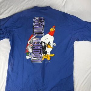 1994 Looney Tunes Warner Bros. Blue Graphic Men's Shirt